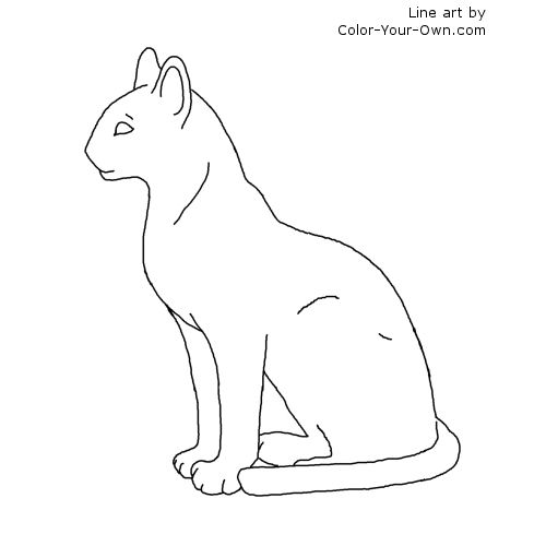 Egyptian Cat Statue (Bast) Line Art