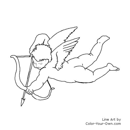 Valentine Baby Cupid Puppy Line Art