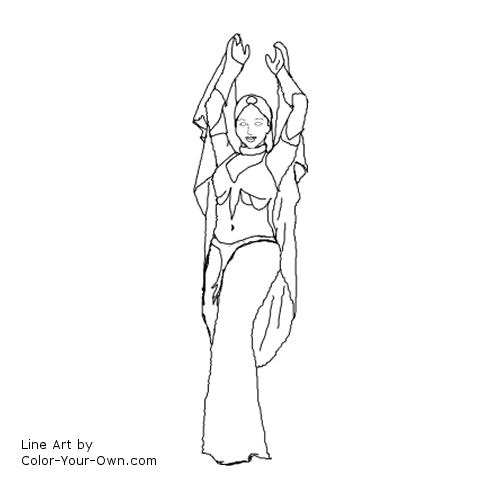 Middle Eastern Dancer Line Art