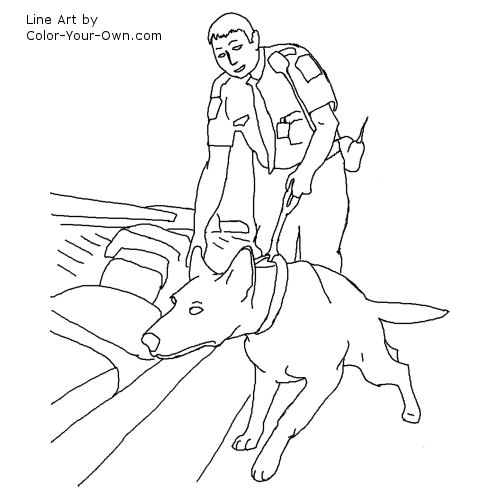 Airport Detection Dog Line Art