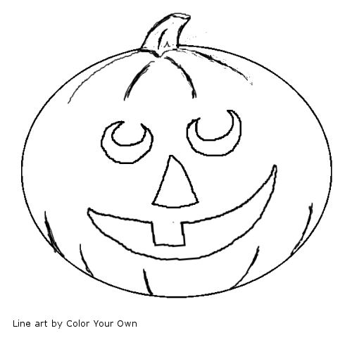 happy jack-o-lantern line art