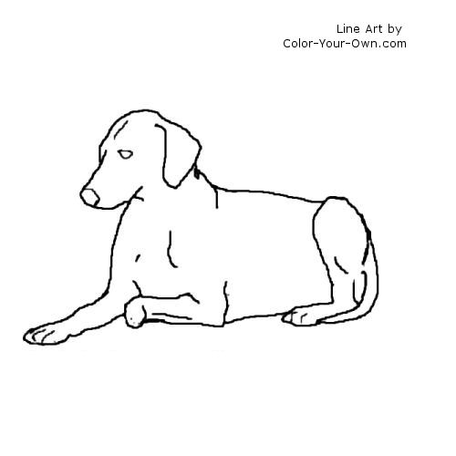 Lying Down Dog Line Art