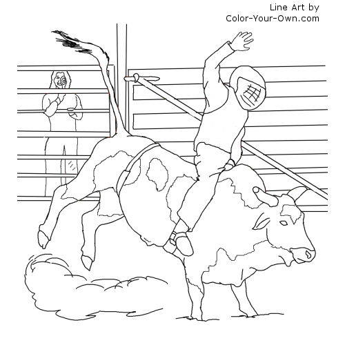 Miniature Bucking Bull Line Art