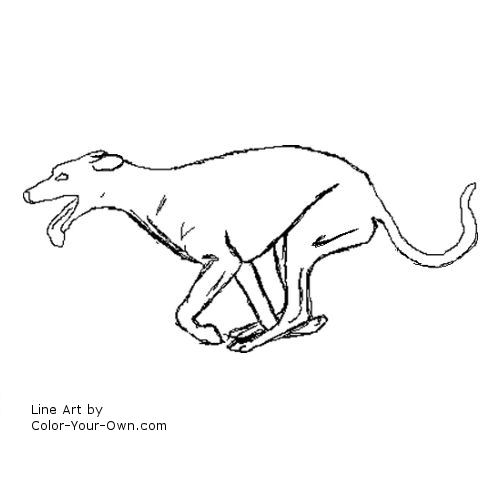 Running Greyhound Dog Line Art