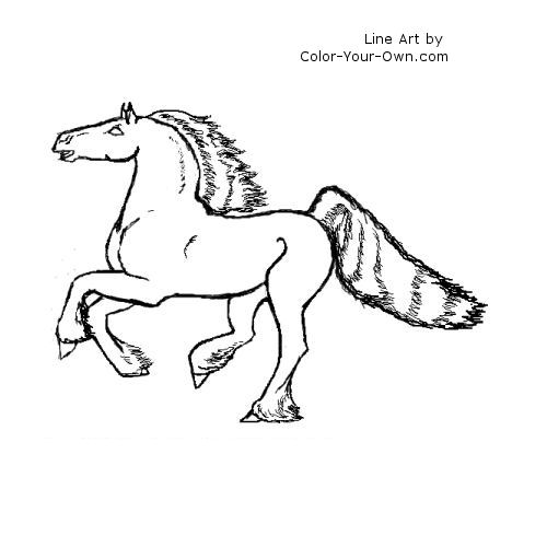 prancing friesan horse line art