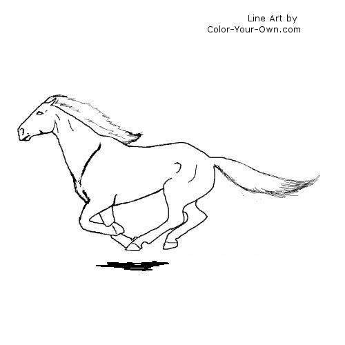 Running Mustang Line Art