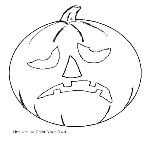 sad jack-o-lantern Line art