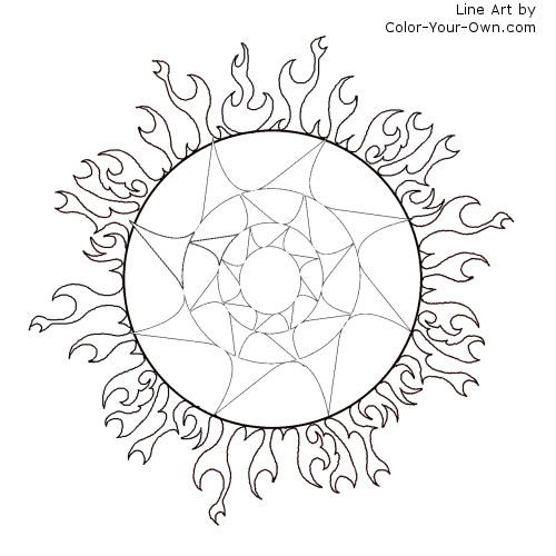 Stylized Sun Line Art