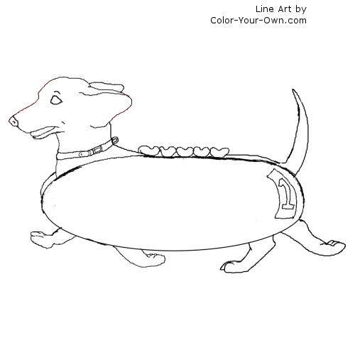 Racing Dachshund Line Art